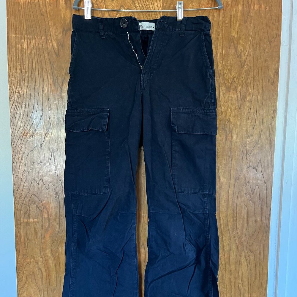 Zara Navy Straight Leg Cargo Pants